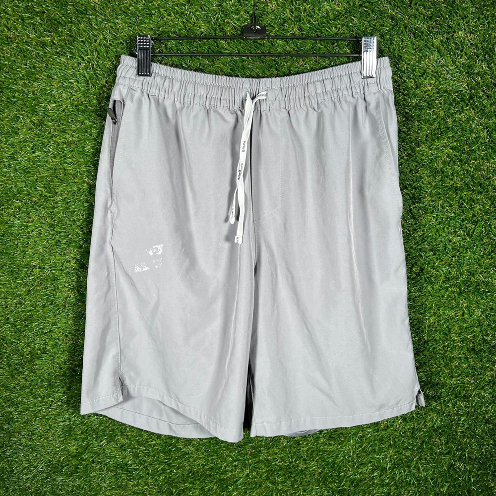 Hurley Mens Hybrid Walk Shorts Grey‎ Elastic Waist Zipper Pockets Size Medium